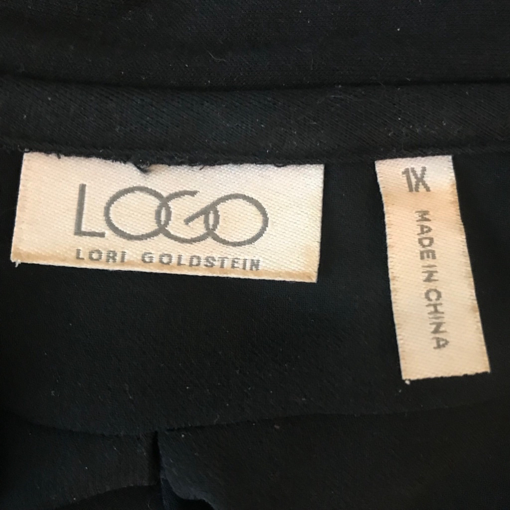 VGUC Logo By Laurie Goldstein Black Open Front Cardigan with Chiffon Sheer Back - Picture 9 of 10